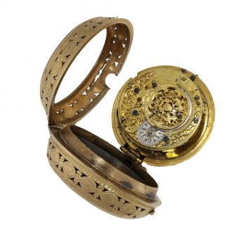 Early English gilt verge watch with hour self strike Circa 1720