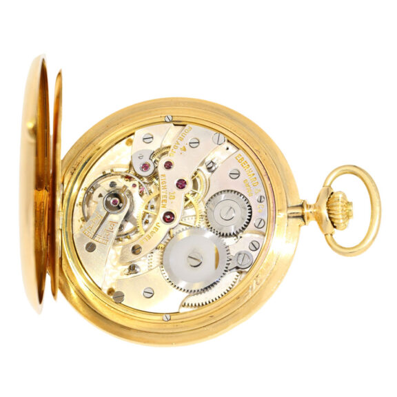 A Swiss gold hunter case with gold chatelaine Circa 1930 A Swiss gold hunter case with gold chatelaine Circa 1930