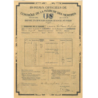 Tested in La Chaux-de-Fonds 1936 Tested in La Chaux-de-Fonds 1936