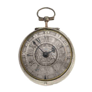 English silver coat of arms dial verge watch Circa 1700