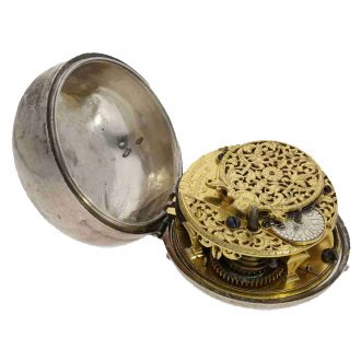 English silver coat of arms dial verge watch Circa 1700