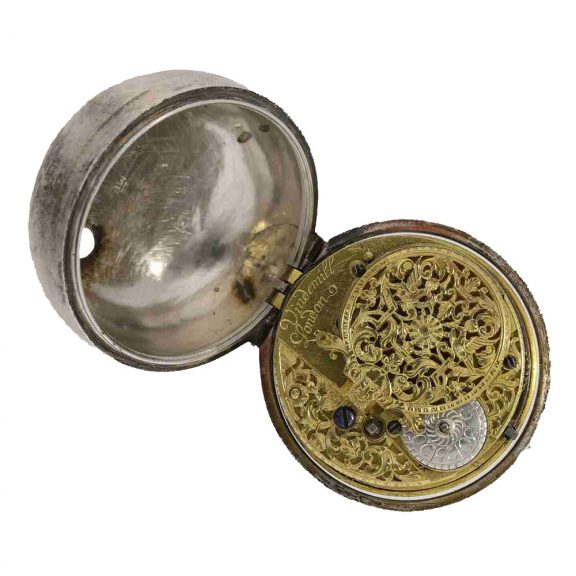 English silver coat of arms dial verge watch Circa 1700 English silver coat of arms dial verge watch Circa 1700