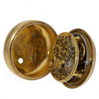 English 18 carat gold and shagreen verge pocket watch Circa 1765