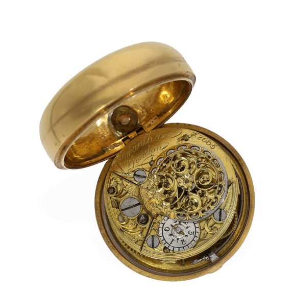 English 18 carat gold and shagreen verge pocket watch Circa 1765 English 18 carat gold and shagreen verge pocket watch Circa 1765