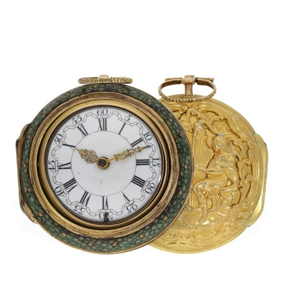 English 18 carat gold and shagreen verge pocket watch Circa 1765 English 18 carat gold and shagreen verge pocket watch Circa 1765