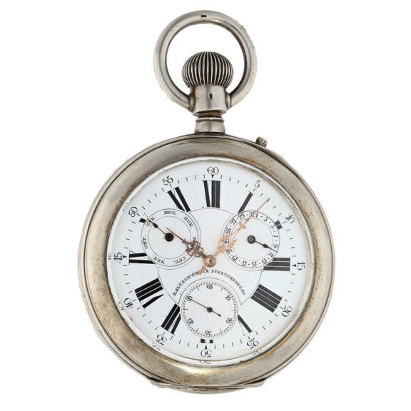 Oversized Russian astronomical pocket watch with solid silver Circa 1900