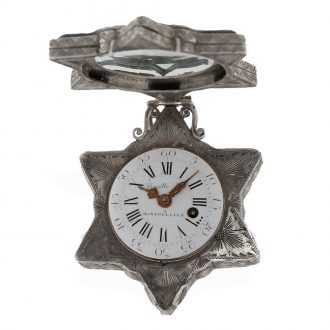 French extremely rare silver and rock crystal form watch Circa 1780