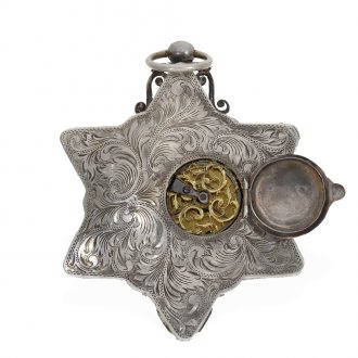 French extremely rare silver and rock crystal form watch Circa 1780