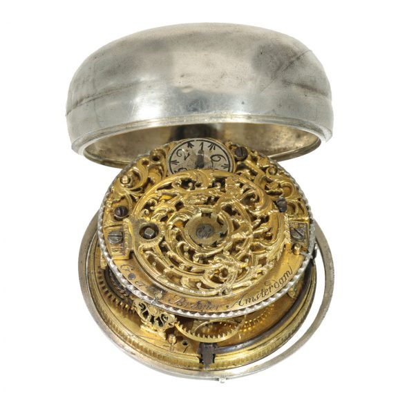 Dutch early silver verge repoussé pocket watch Circa 1720 Dutch early silver verge repoussé pocket watch Circa 1720