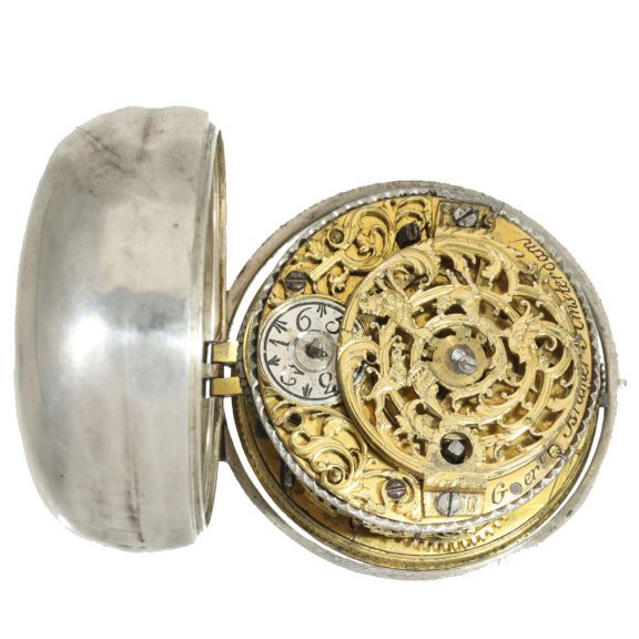 Dutch early silver verge repoussé pocket watch Circa 1720 Dutch early silver verge repoussé pocket watch Circa 1720