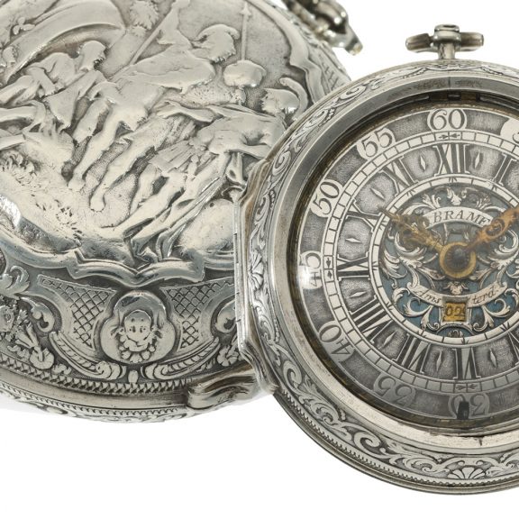 Dutch early silver verge repoussé pocket watch Circa 1720 Dutch early silver verge repoussé pocket watch Circa 1720