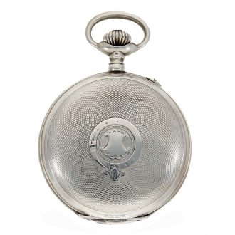 Swiss silver full hunter case watch with visible balance ‘Infini’ Circa 1920 Swiss silver full hunter case watch with visible balance ‘Infini’ Circa 1920