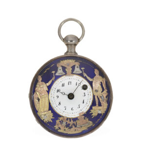 Swiss silver quarter hour repeater with Jacquemart automaton Circa 1820