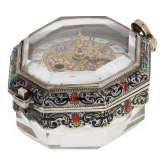 French silver and enamel magnificent pendant watch Circa 1800