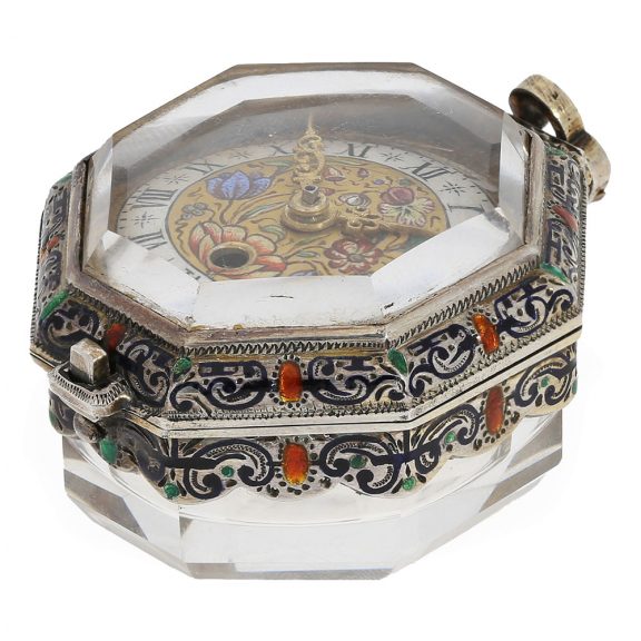 French silver and enamel magnificent pendant watch Circa 1800 French silver and enamel magnificent pendant watch Circa 1800
