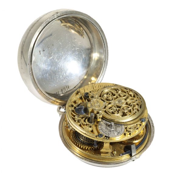 English early silver verge pair cased pocket watch Circa 1740 English early silver verge pair cased pocket watch Circa 1740