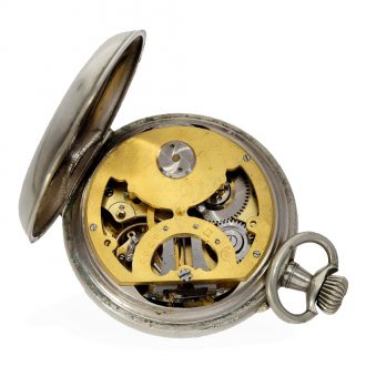 Swiss nickel pocket watch with barometer and thermometer Circa 1890