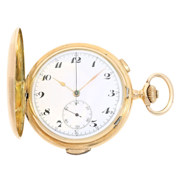 A Swiss gold lever, enamel dial with golden hands Circa 1910 A Swiss gold lever, enamel dial with golden hands Circa 1910