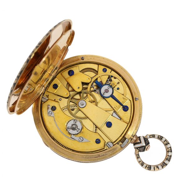 Swiss 18 carat gold and enamel lépine watch Circa 1830 Swiss 18 carat gold and enamel lépine watch Circa 1830