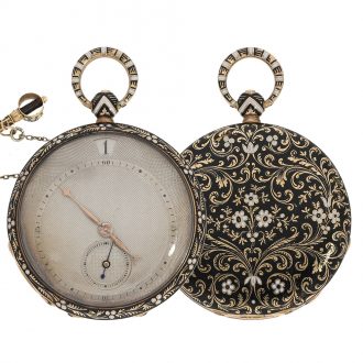 Swiss 18 carat gold and enamel lépine watch Circa 1830