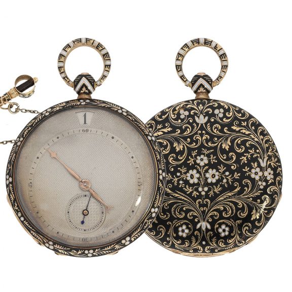 Swiss 18 carat gold and enamel lépine watch Circa 1830 Swiss 18 carat gold and enamel lépine watch Circa 1830