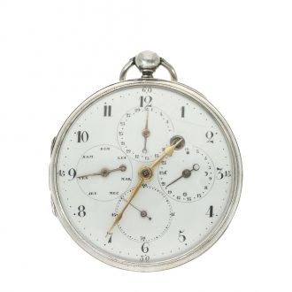 Swiss large silver verge astronomical pocket watch Circa 1800