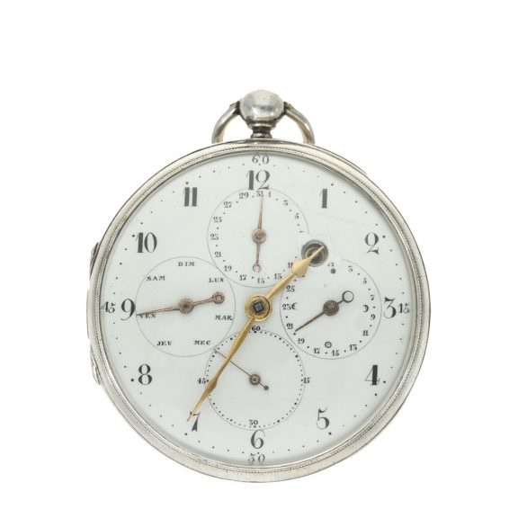 Swiss large silver verge astronomical pocket watch Circa 1800
