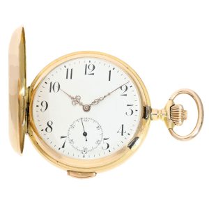A Swiss gold keyless wind lever pocket watch Circa 1910