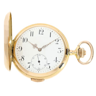 A Swiss gold keyless wind lever pocket watch Circa 1910