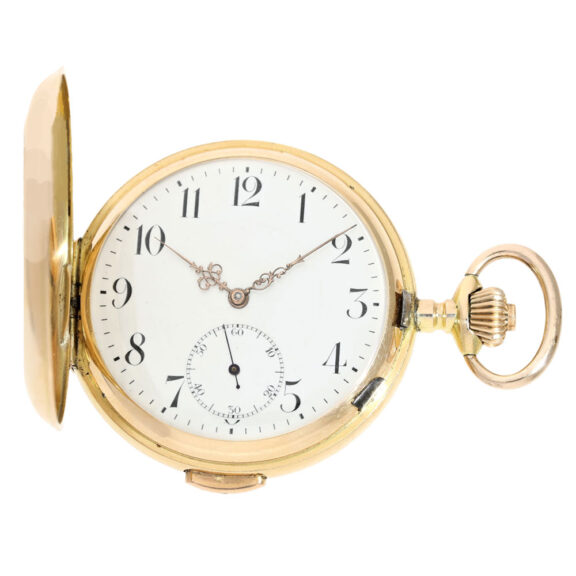 A Swiss gold keyless wind lever pocket watch Circa 1910