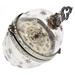 Austrian enamelled rock crystal watch 