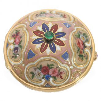 German extremely rare 18K gold and enamel form watch Circa 1800