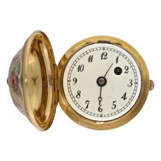 German extremely rare 18K gold and enamel form watch Circa 1800