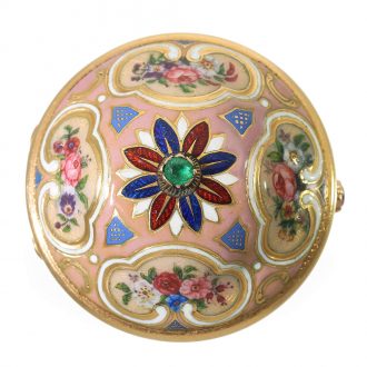 German extremely rare 18K gold and enamel form watch Circa 1800