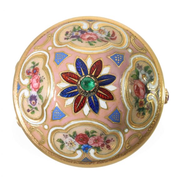German extremely rare 18K gold and enamel form watch Circa 1800 German extremely rare 18K gold and enamel form watch Circa 1800