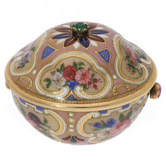 German extremely rare 18K gold and enamel form watch Circa 1800