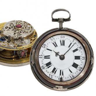 Rare English silver and tortoiseshell verge watch Circa 1750