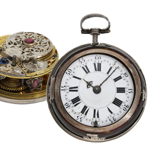 Rare English silver and tortoiseshell verge watch Circa 1750 Rare English silver and tortoiseshell verge watch Circa 1750