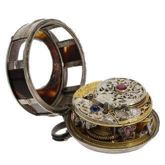 Rare English silver and tortoiseshell verge watch Circa 1750