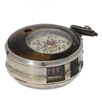 Rare English silver and tortoiseshell verge watch Circa 1750