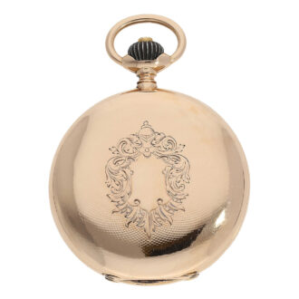 Full hunter engine-turned case with a decoration engraved on the front