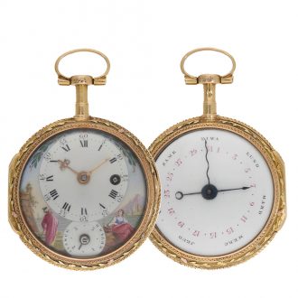 French 18 carat gold double sided verge watch Circa 1760