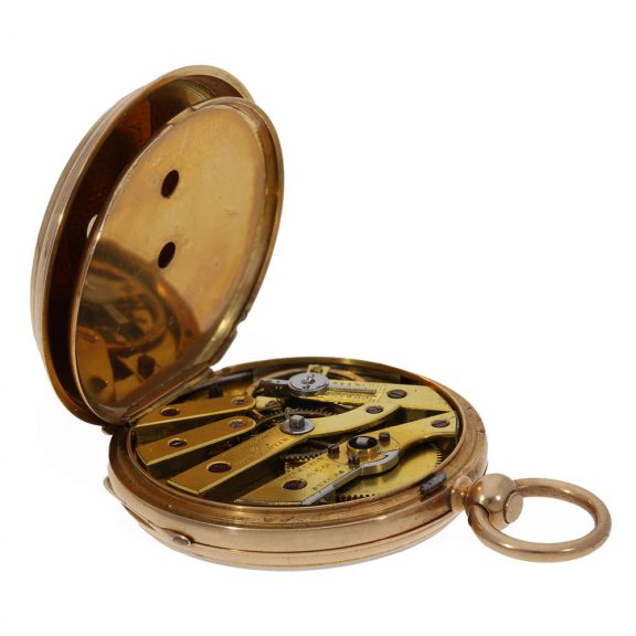 Swiss 18 carat gold Memento Mori chatelaine watch set Circa 1878 Swiss 18 carat gold Memento Mori chatelaine watch set Circa 1878