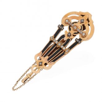 Swiss 18 carat gold Memento Mori chatelaine watch set Circa 1878