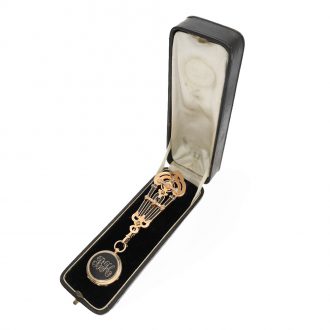 Swiss 18 carat gold Memento Mori chatelaine watch set Circa 1878
