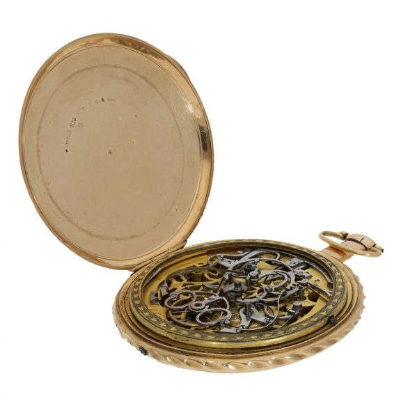 Swiss large 18 carat gold skeletonized cylinder watch Circa 1820 Swiss large 18 carat gold skeletonized cylinder watch Circa 1820