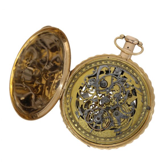 Swiss large 18 carat gold skeletonized cylinder watch Circa 1820 Swiss large 18 carat gold skeletonized cylinder watch Circa 1820