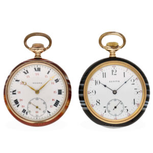 Swiss pair agate pocket watches with lever escapements Circa 1930