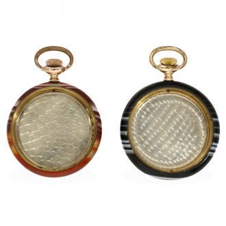Swiss pair agate pocket watches with lever escapements Circa 1930 Swiss pair agate pocket watches with lever escapements Circa 1930