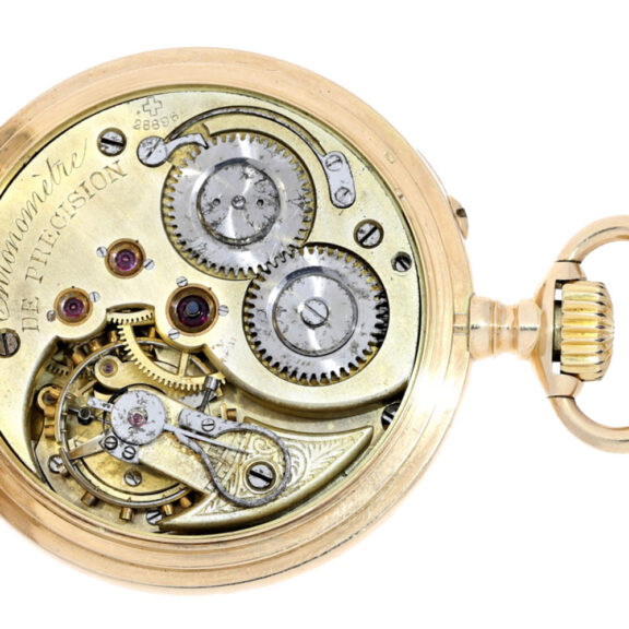 A beautiful Swiss gold engine turned pocket watch Circa 1900 A beautiful Swiss gold engine turned pocket watch Circa 1900